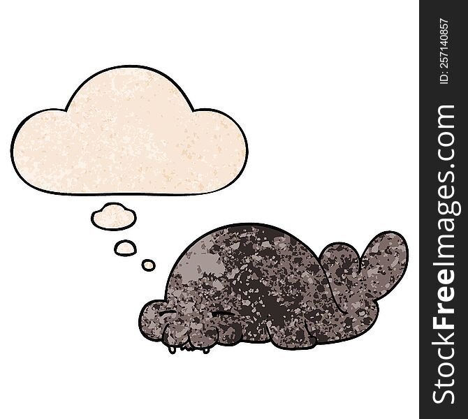 Cartoon Seal And Thought Bubble In Grunge Texture Pattern Style