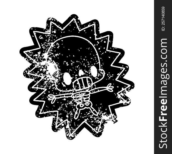 grunge distressed icon kawaii electrocuted skeleton. grunge distressed icon kawaii electrocuted skeleton