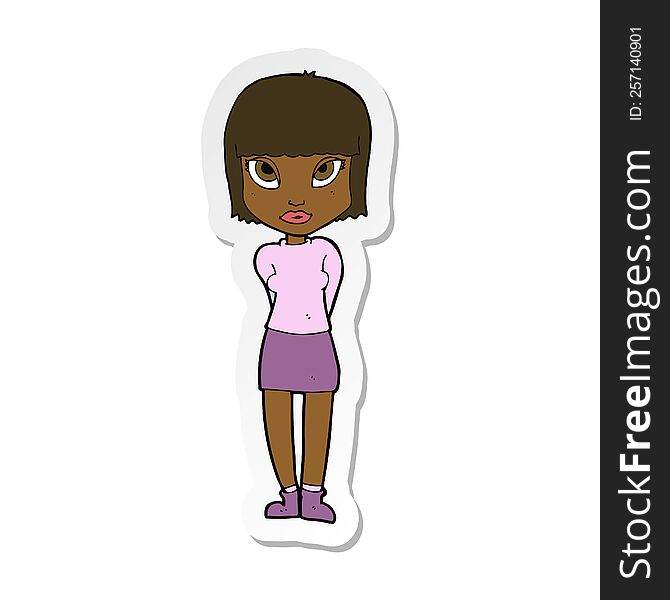 Sticker Of A Cartoon Woman Standing