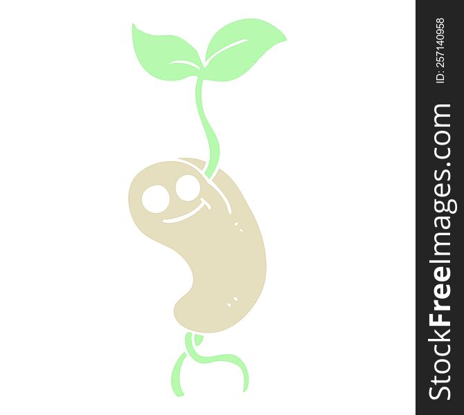 Flat Color Illustration Of A Cartoon Sprouting Seed