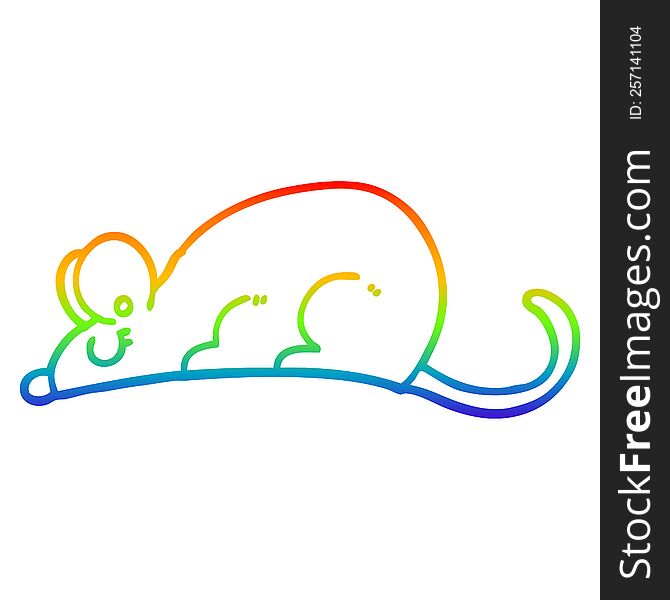 Rainbow Gradient Line Drawing Cartoon Rat