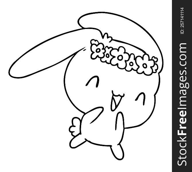 line drawing illustration kawaii cute furry bunny. line drawing illustration kawaii cute furry bunny