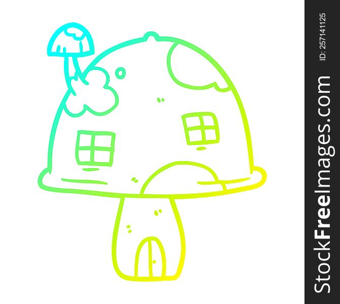 Cold Gradient Line Drawing Fairy Mushroom House