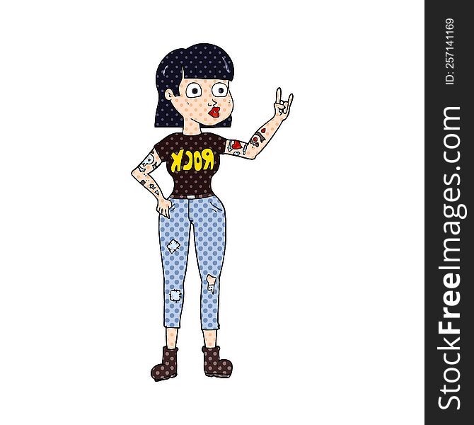 freehand drawn cartoon rock girl