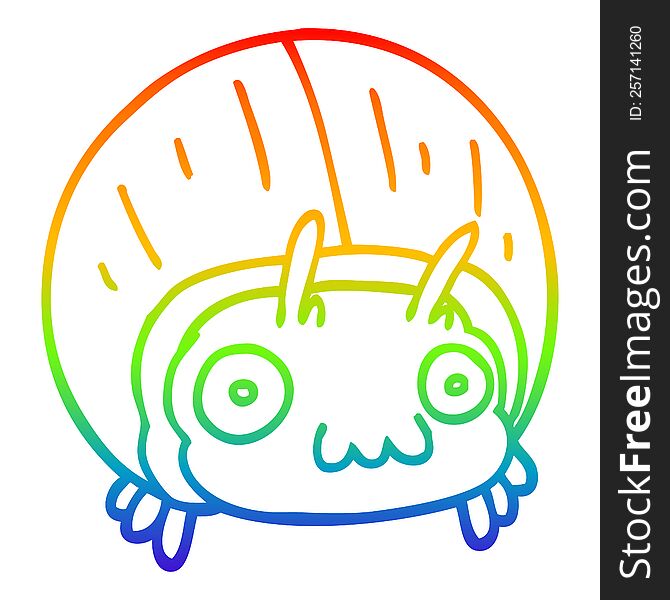 Rainbow Gradient Line Drawing Cartoon Huge Beetle