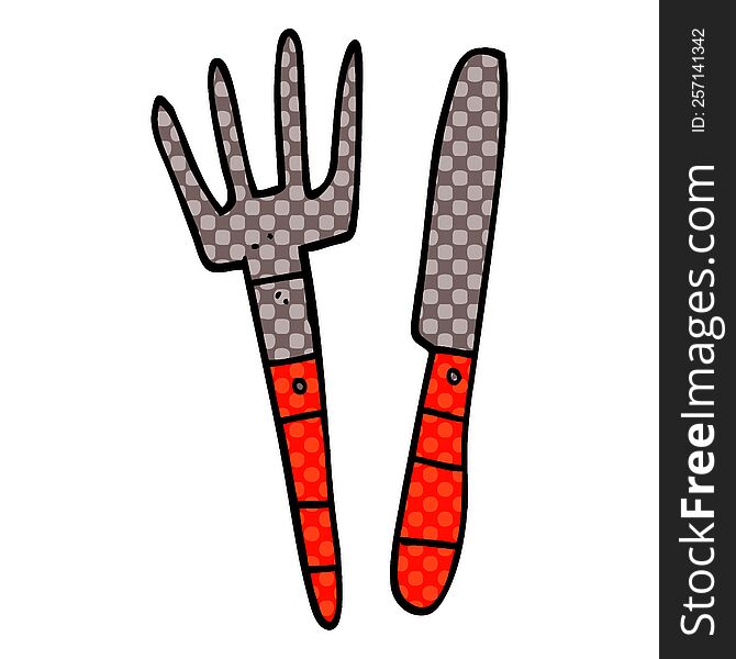 cartoon doodle knife and fork
