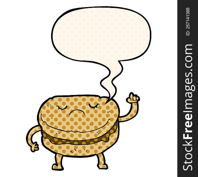 Cartoon Biscuit And Speech Bubble In Comic Book Style