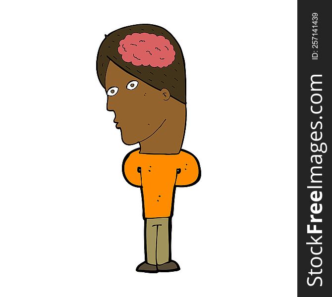 cartoon man with big brain