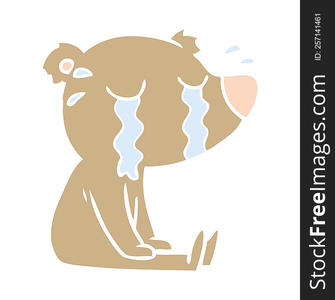 Crying Bear Flat Color Style Cartoon Chraracter