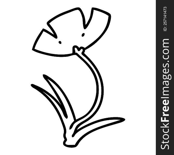 line doodle of a single poppy flower. line doodle of a single poppy flower