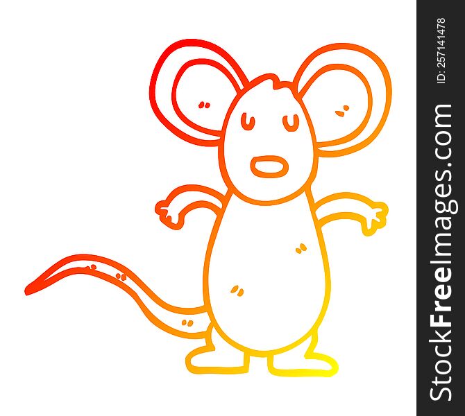 Warm Gradient Line Drawing Cartoon Mouse Rat