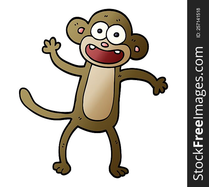 Cartoon Doodle Waving Monkey