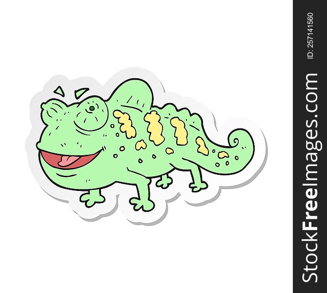 sticker of a cartoon chameleon