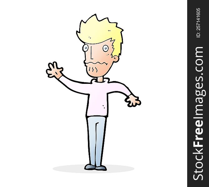 cartoon worried man reaching out