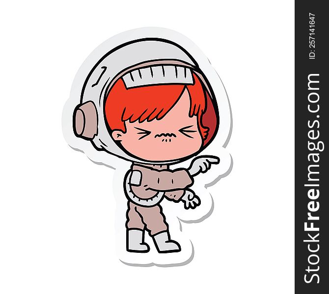 sticker of a angry cartoon space girl