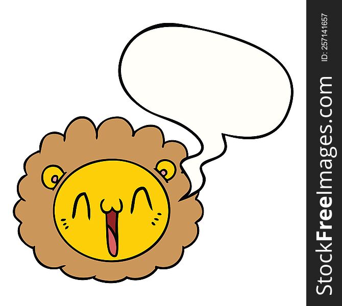 cartoon lion face with speech bubble. cartoon lion face with speech bubble