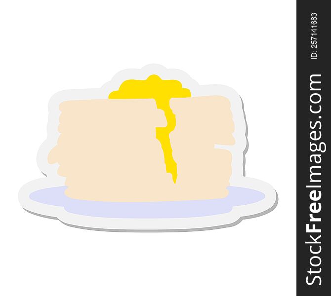 cartoon stack of pancakes with butter sticker