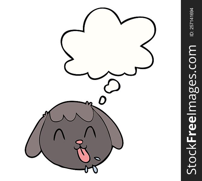 Cartoon Dog Face And Thought Bubble