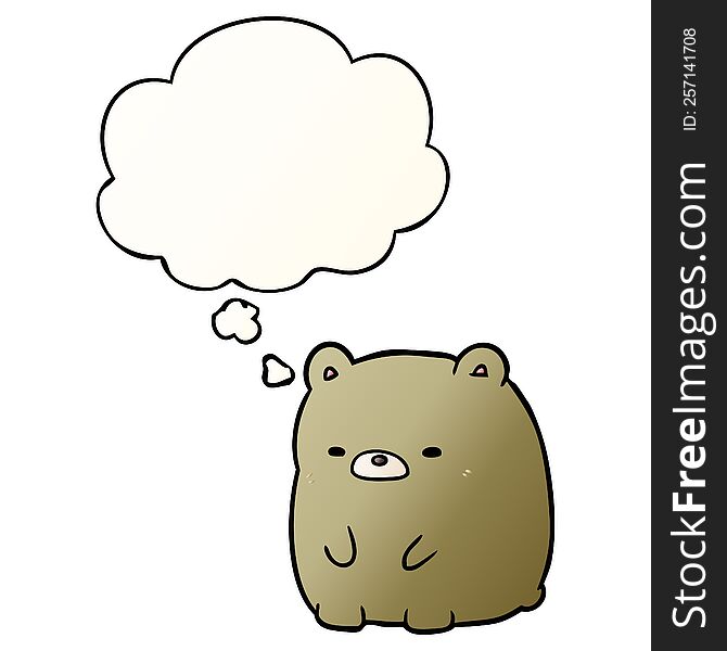 Cartoon Sad Bear And Thought Bubble In Smooth Gradient Style