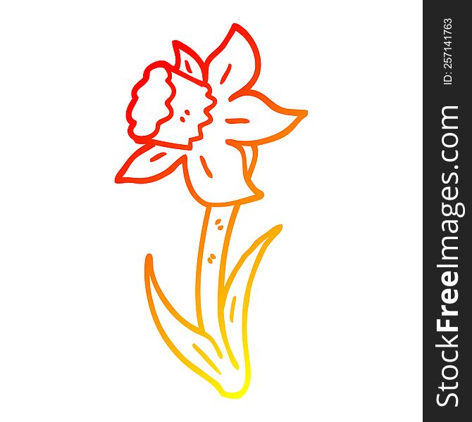 Warm Gradient Line Drawing Cartoon Daffodil