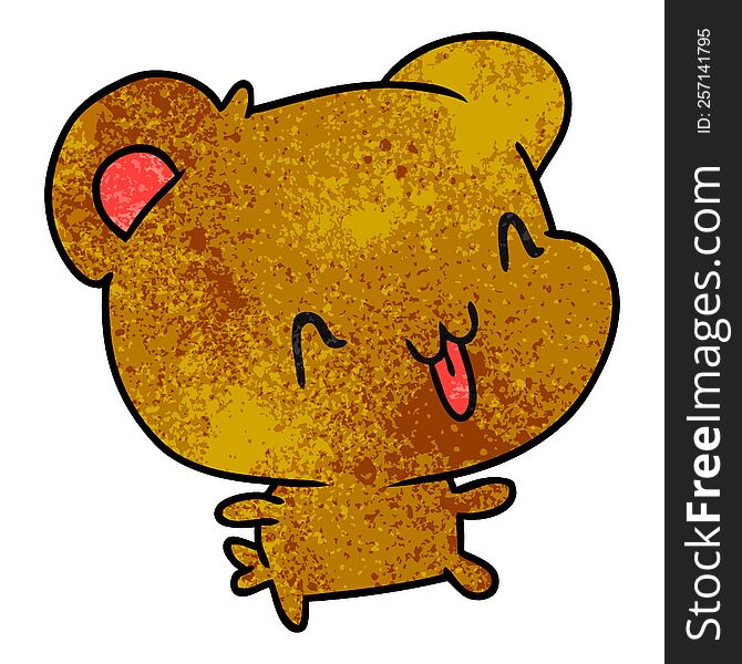textured cartoon illustration kawaii cute happy bear. textured cartoon illustration kawaii cute happy bear