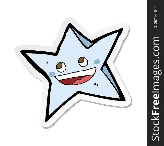 sticker of a cartoon happy star character