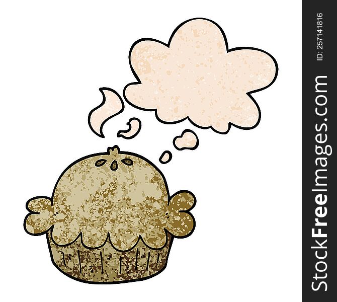 cartoon pie and thought bubble in grunge texture pattern style