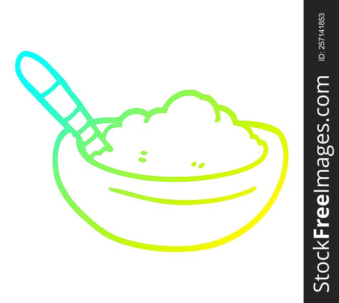 cold gradient line drawing of a cartoon bowl of polenta