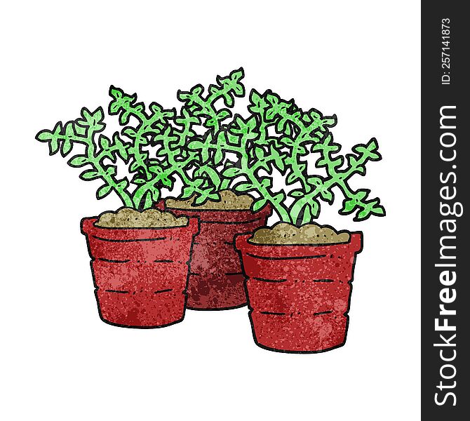 freehand drawn texture cartoon potted plants