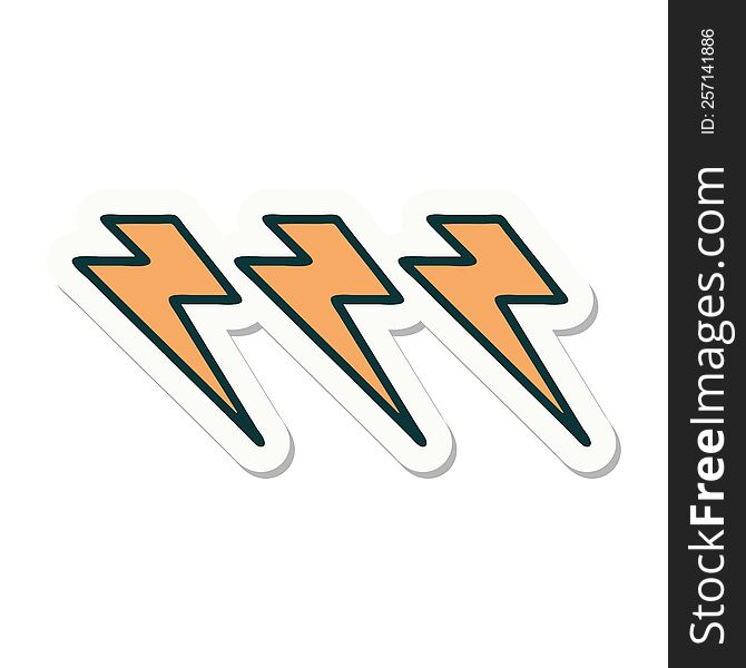 sticker of tattoo in traditional style of lighting bolts. sticker of tattoo in traditional style of lighting bolts