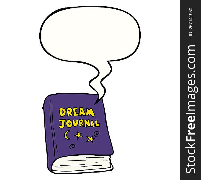 cartoon dream journal with speech bubble. cartoon dream journal with speech bubble