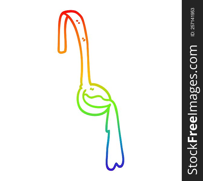 rainbow gradient line drawing of a cartoon ladle of food