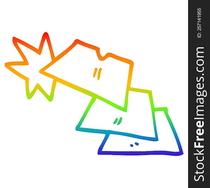 rainbow gradient line drawing of a cartoon shiny razorblades