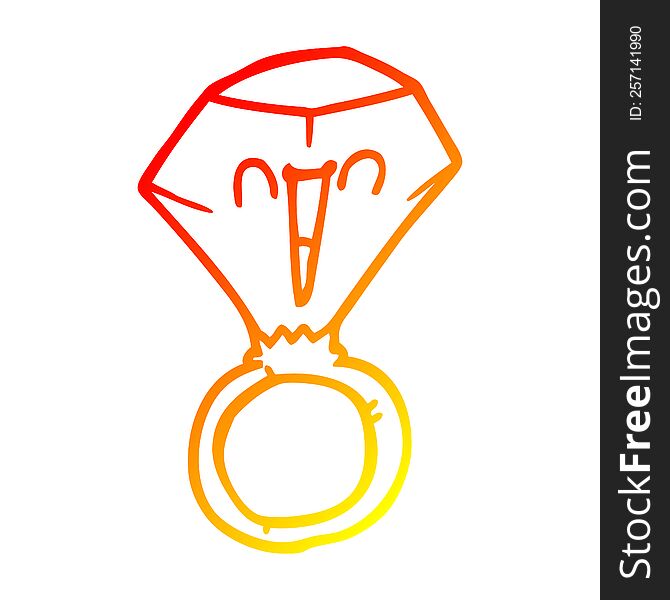 warm gradient line drawing of a cartoon red ruby ring