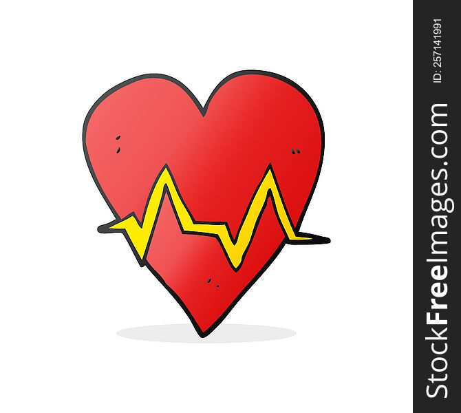 freehand drawn cartoon heart rate pulse symbol