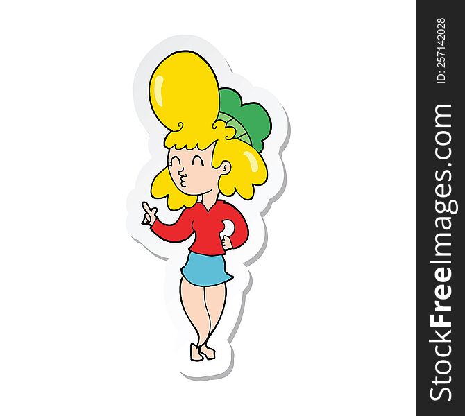 Sticker Of A Cartoon Woman With Big Hair