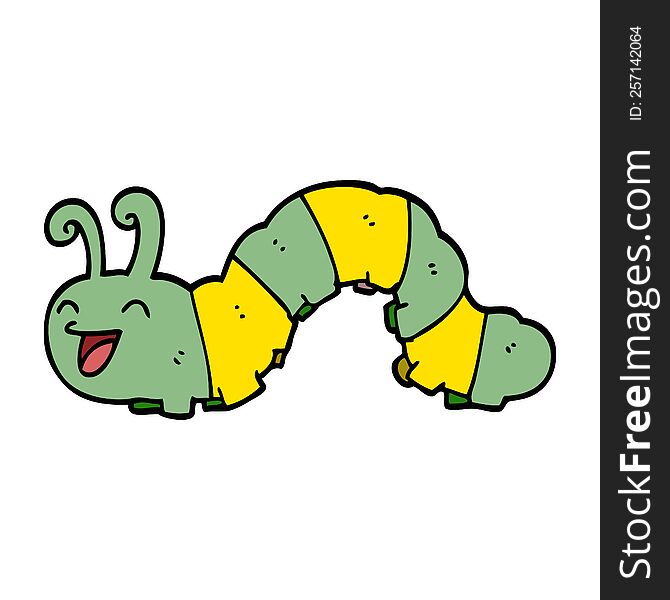 cartoon doodle laughing caterpillar