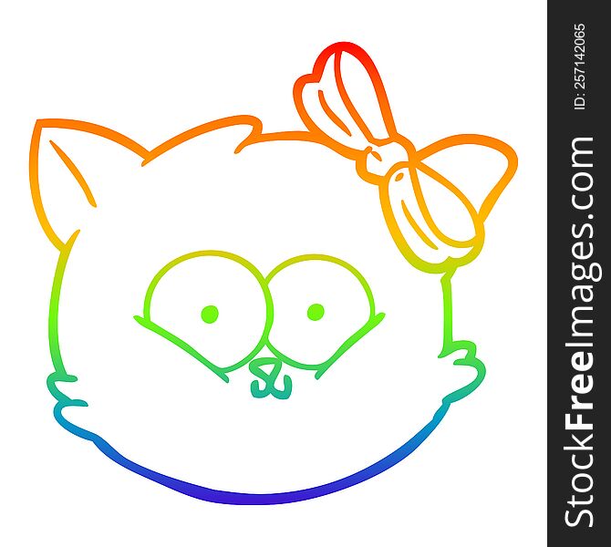 rainbow gradient line drawing cute cartoon kitten face