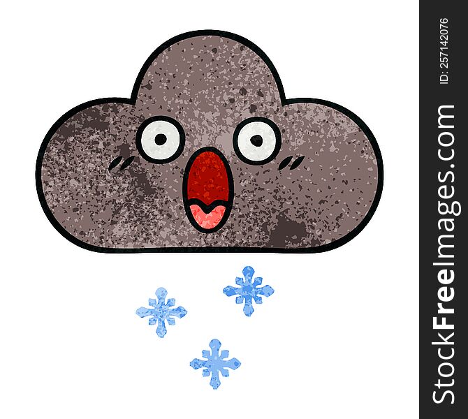Retro Grunge Texture Cartoon Storm Snow Cloud