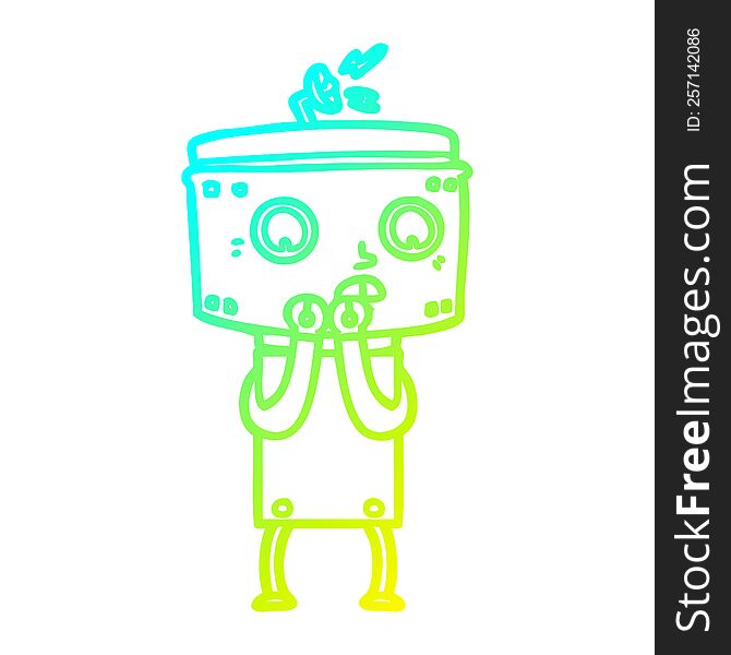 Cold Gradient Line Drawing Nervous Cartoon Robot
