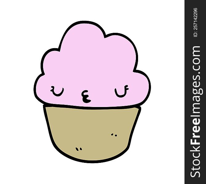 cartoon cupcake with face