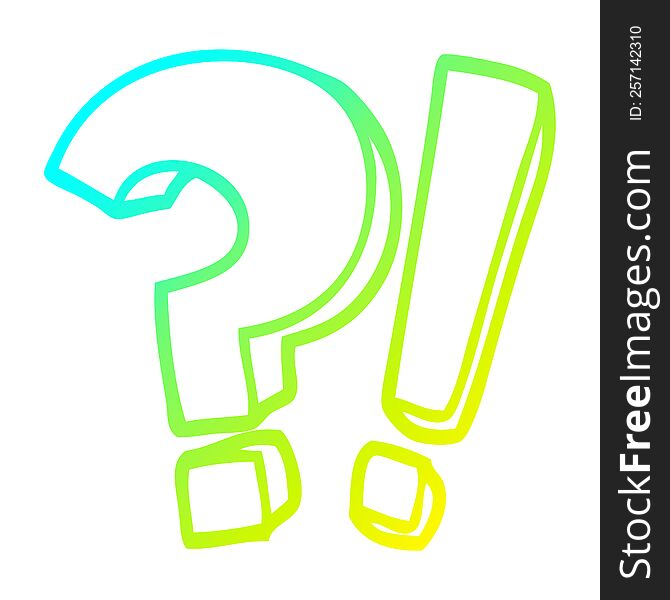 cold gradient line drawing of a cartoon question mark and exclamation mark