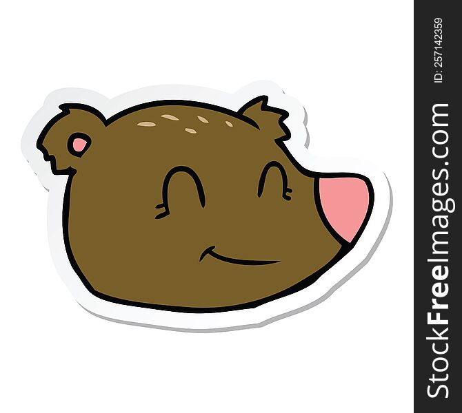 Sticker Of A Cartoon Happy Bear Face