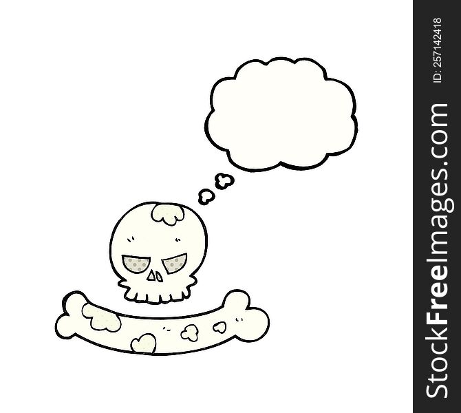 thought bubble cartoon skull and bone symbol