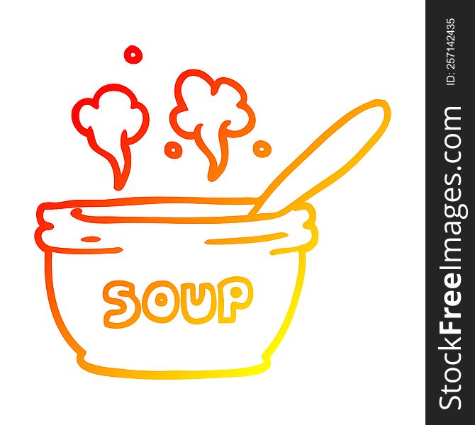 Warm Gradient Line Drawing Cartoon Of Hot Soup