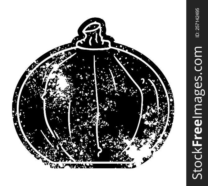grunge distressed icon of a pumpkin. grunge distressed icon of a pumpkin