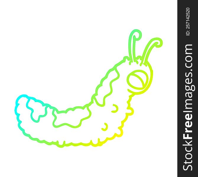 cold gradient line drawing of a funny cartoon caterpillar