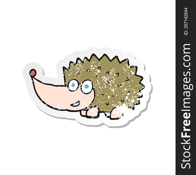 Retro Distressed Sticker Of A Cartoon Hedgehog
