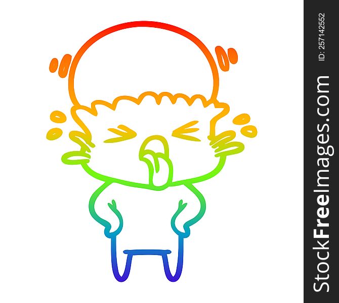rainbow gradient line drawing of a weird cartoon alien