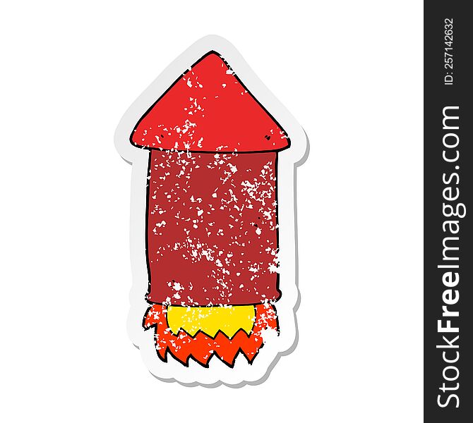 Distressed Sticker Of A Cartoon Rocket